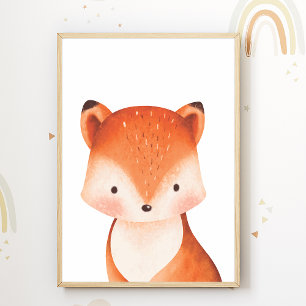 Poster Berçário Animais Floresta Raposa Decoração 