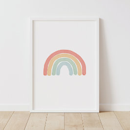 Poster Berçário Arco-íris em Aquarela