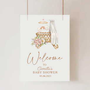 Poster Berçário Boho Floral Camarote de Criança para o Ba