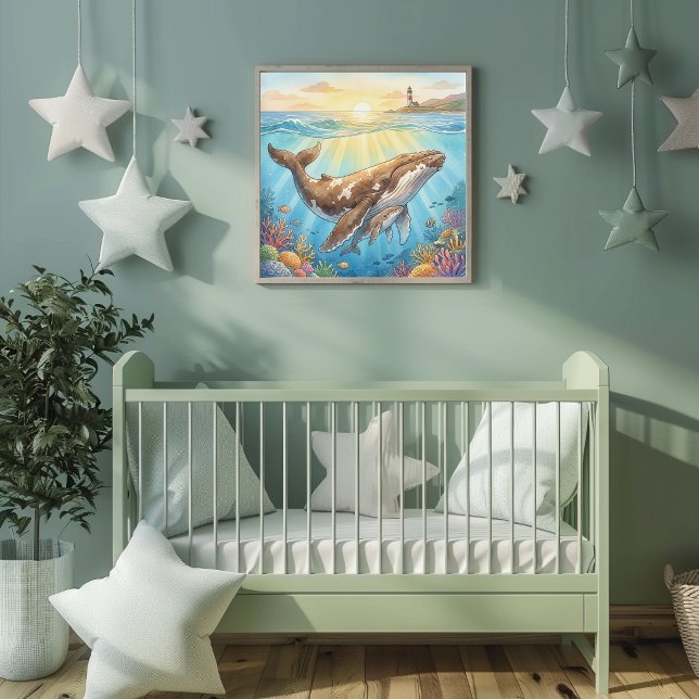 Poster Berçário da Mamãe Baleia e do Filhote (Criador carregado)