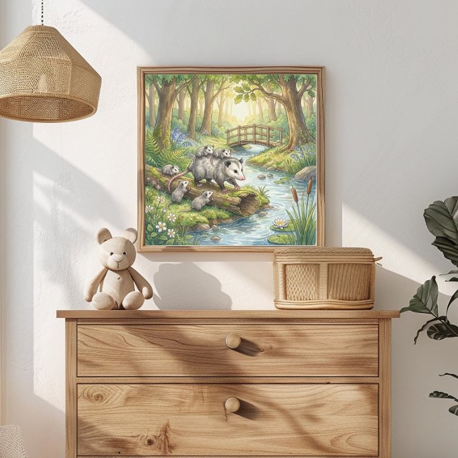 Poster Berçário da Mamãe Gambá e Filhotes (Criador carregado)