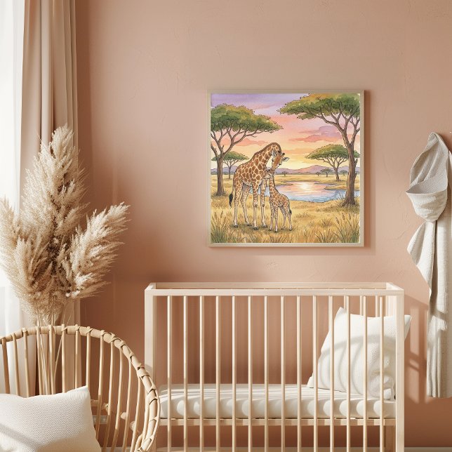 Poster Berçário da Mamãe Girafa e Bebe (Criador carregado)