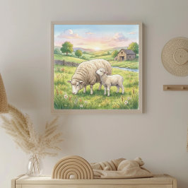 Poster Berçário da Mamãe Ovelha e Cordeiro