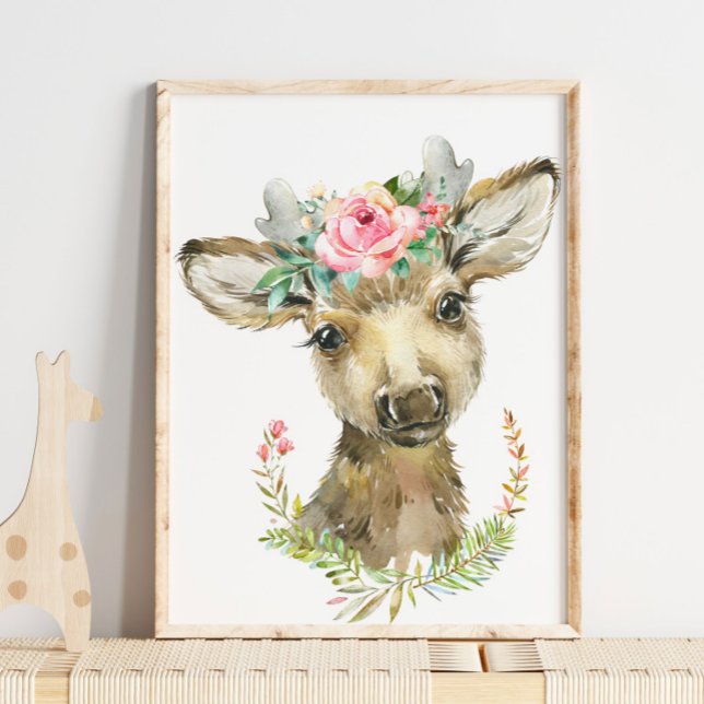 Poster Berçário de Animais da Floresta de Cervos Bebê | A (Criador carregado)