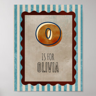 Poster Berçário de Aquarela com Letra O Personalizada