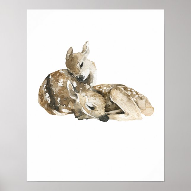 Poster Berçário de Cervo Infantil em Aquarela (Frente)