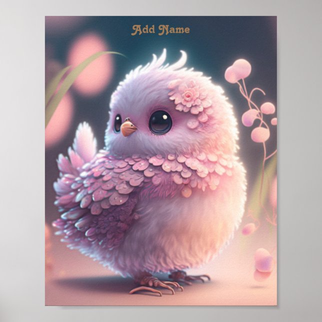Poster Berçário de Coruja Bebê Rosa Caprichoso Fofo Impri (Frente)