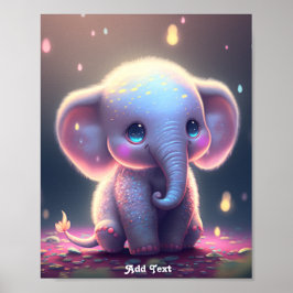 Poster Berçário de Elefante Bebê Rosa Pastel Caprichoso F