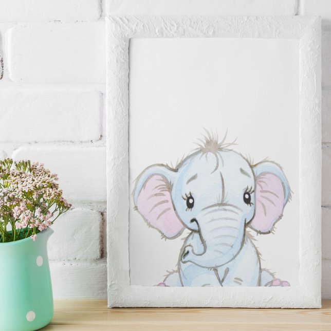 Poster Berçário de Elefante para Bebê de Aquarela Adoráve (Criador carregado)