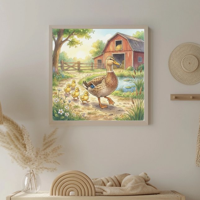 Poster Berçário Mamãe Pata e Patinhos (Criador carregado)