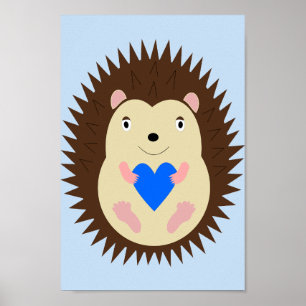Poster Berçário Menino Azul Coração Ourico