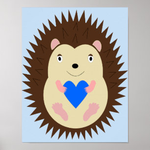 Poster Berçário Menino Azul Coração Ourico