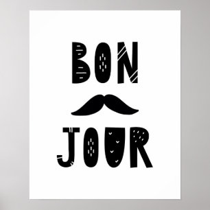 Poster Berçário moderno escandinavo Bon Jour