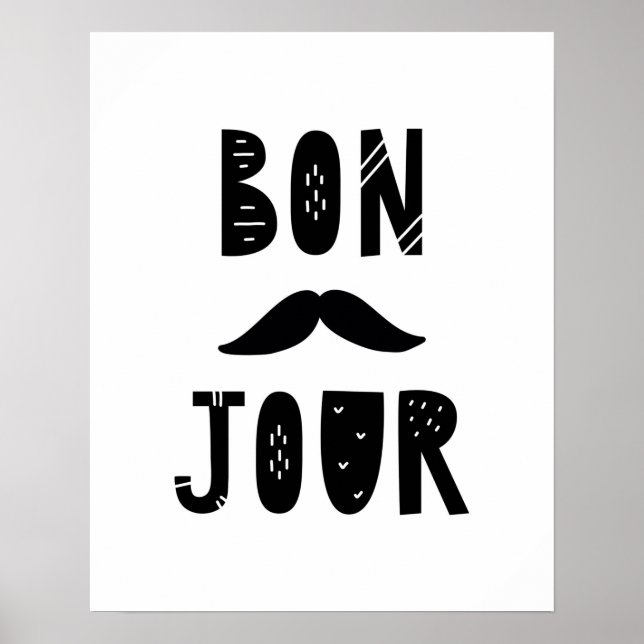 Poster Berçário moderno escandinavo Bon Jour (Frente)