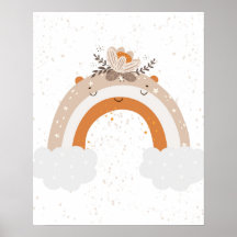 Berçário moderno escandinavo fofo com arco-íris e 