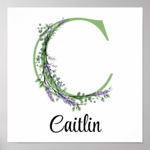 Poster Berçário Monograma C Lavanda Eucalipto
