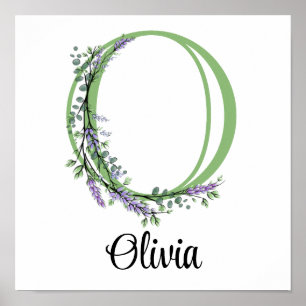 Poster Berçário Monograma O Lavanda Eucalipto