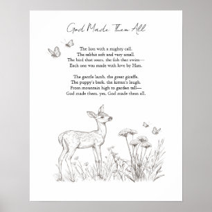 Poster Berçário Personalizável de Cervo Bebê