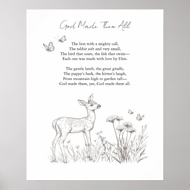 Poster Berçário Personalizável de Cervo Bebê (Frente)