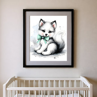 Poster Berçário Toque de Cor Animais da Floresta Lobo
