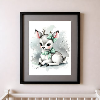 Poster Berçário Toque de Cor Animais da Floresta Veado