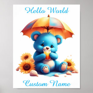 Poster Berço Azul para Bebês e Crianças