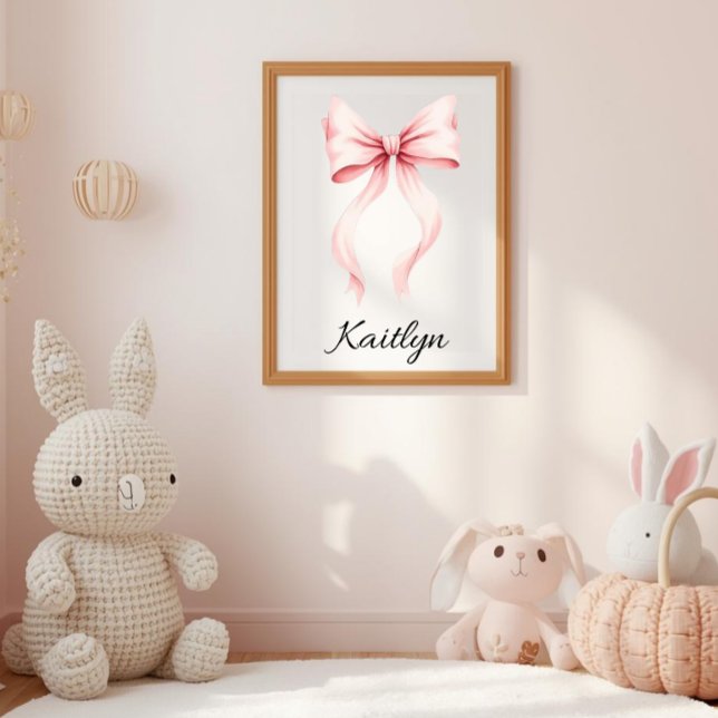 Poster  Berço Personalizado Rosa em Aquarela (Criador carregado)