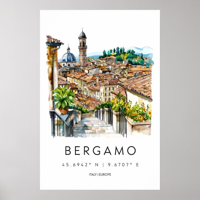 Poster Bergamo Aquarela 3 (Frente)