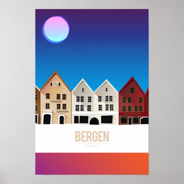 Poster Bergen, Noruega (Frente)