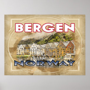 Poster Bergen, Visite a Noruega