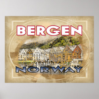 Poster Bergen, Visite a Noruega