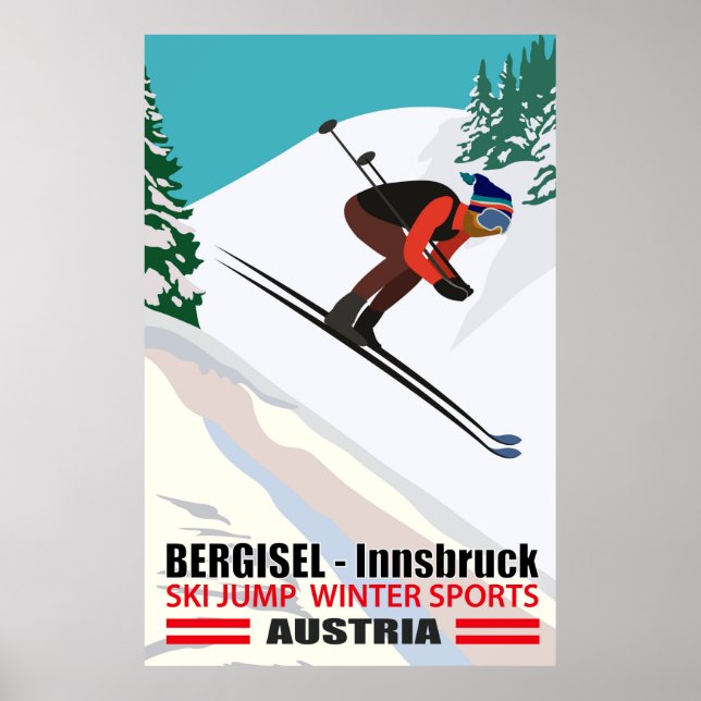 Poster Bergisel - Innsbruck, Salto de Esqui na Áustria (Frente)