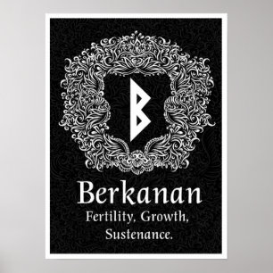 Pôster Berkanan Rune/Fertilidade/Versão Negra