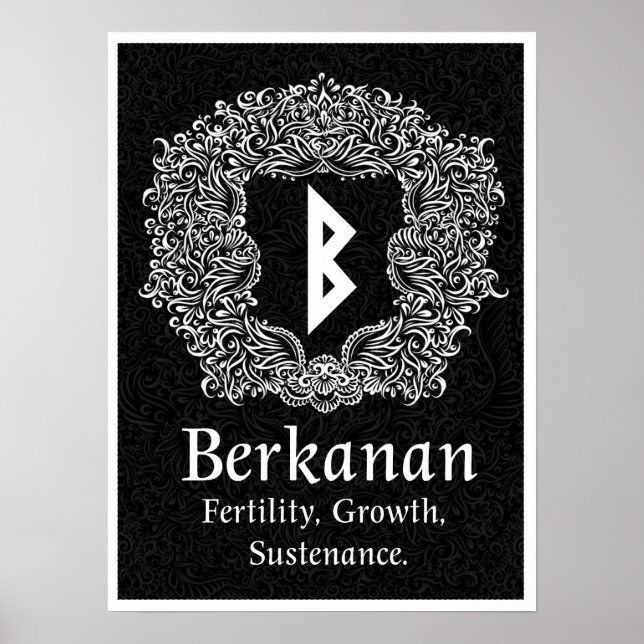 Pôster Berkanan Rune/Fertilidade/Versão Negra (Frente)