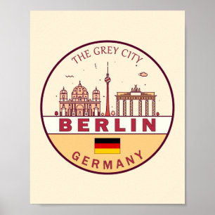 Poster Berlim Alemanha Cidade Skyline Emblem