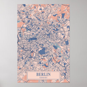 Poster Berlim Alemanha Mapa da Cidade Ventilada Viagem