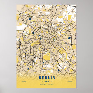 Poster Berlim - Mapa da Cidade Amarela Gerária