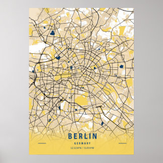 Poster Berlim - Mapa da Cidade Amarela Gerária