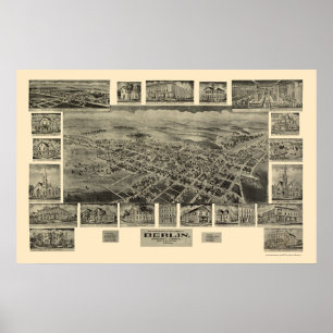 Pôster Berlim, mapa panorâmico do PA - 1905