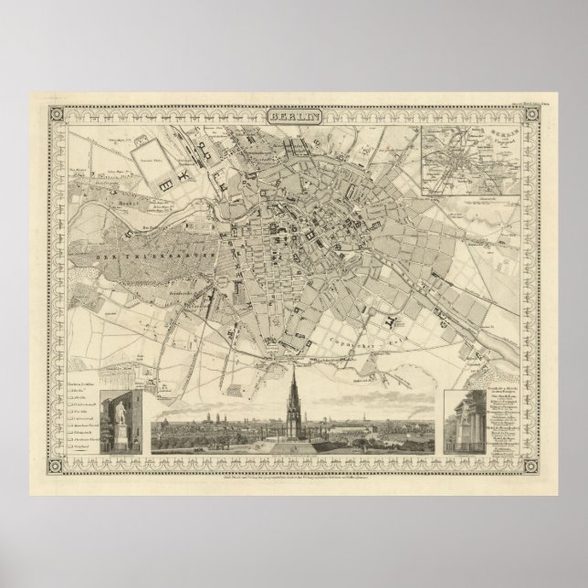 Poster Berlin 1850 Map, Historic German City Illustration (Frente)
