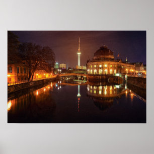Poster Berlin Alemanha Skyline Nacht Fernsehturm