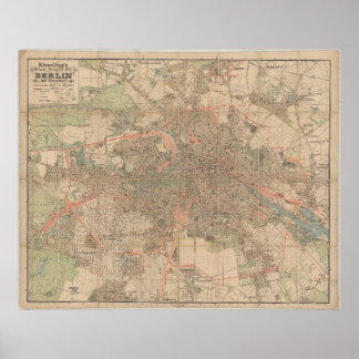 Poster Berlin Map c.1897 – Kiessling’s Detailed City Plan