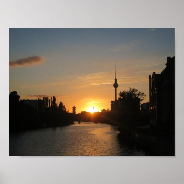 Poster Berlin Nacht Alemanha Fernsehturm Nacht Skyline (Frente)