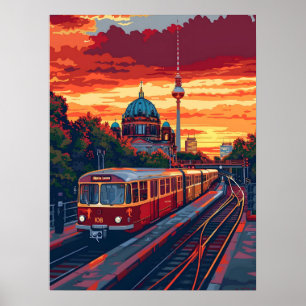 Poster Berlin Twilight: Sinfonia Skyline em matizes roxos