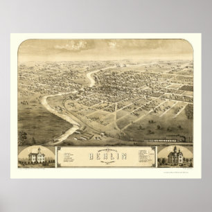 Pôster Berlin, WI Panoramic Map - 1867