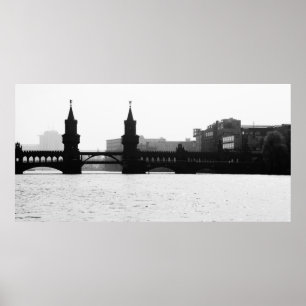 Pôster Berlinense Oberbaumbrücke preto Weis