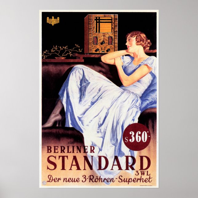 Poster BERLINER STANDARD Radio Advert Austrian Vintage (Frente)