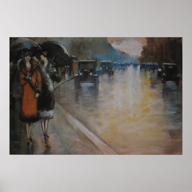 Pôster Berliner Straße im Regen (Frente)