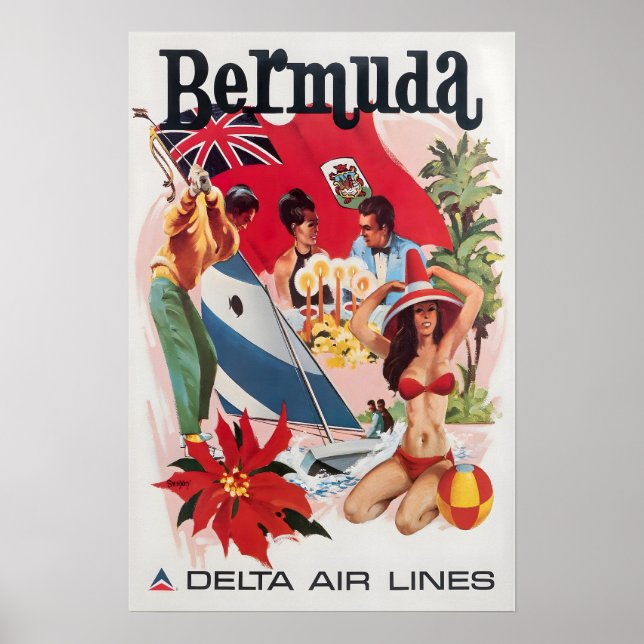 Poster Bermuda Art Daniel Sweeney Print Delta Airlines Tr (Frente)