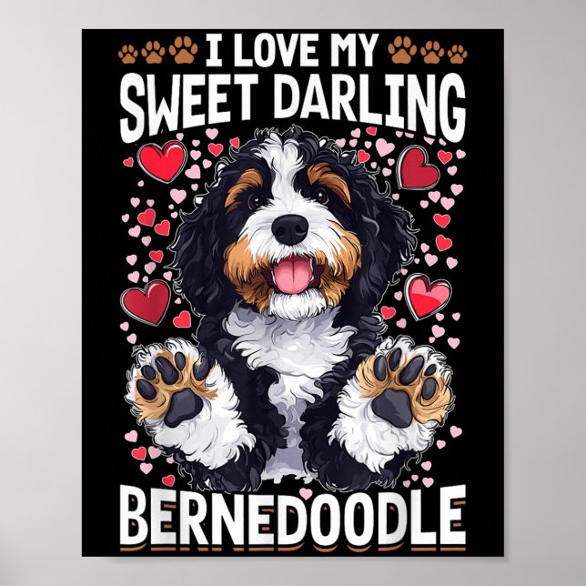 Poster Bernedoodle Dog Breed Eu Amo Meu Querido Bela Bern (Frente)